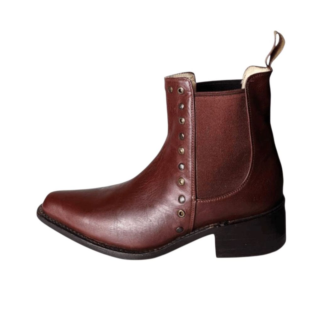 EL CANELO Brown Studded Pull-On Ankle Boot Size 7